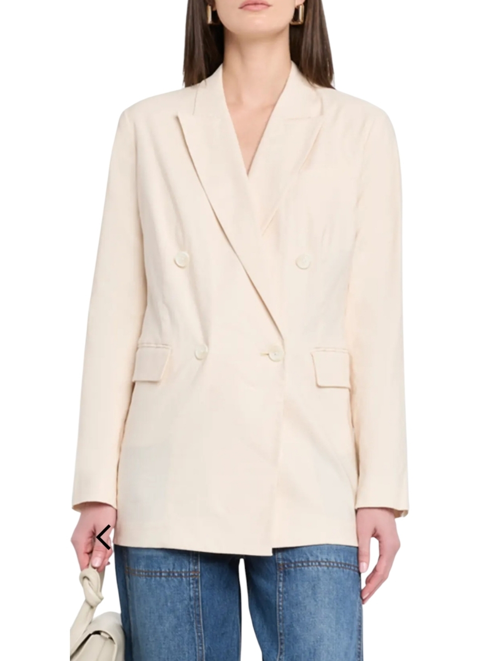 Rag & Bone Emile Double-Breasted Linen Blazer - Ivory - Size 4